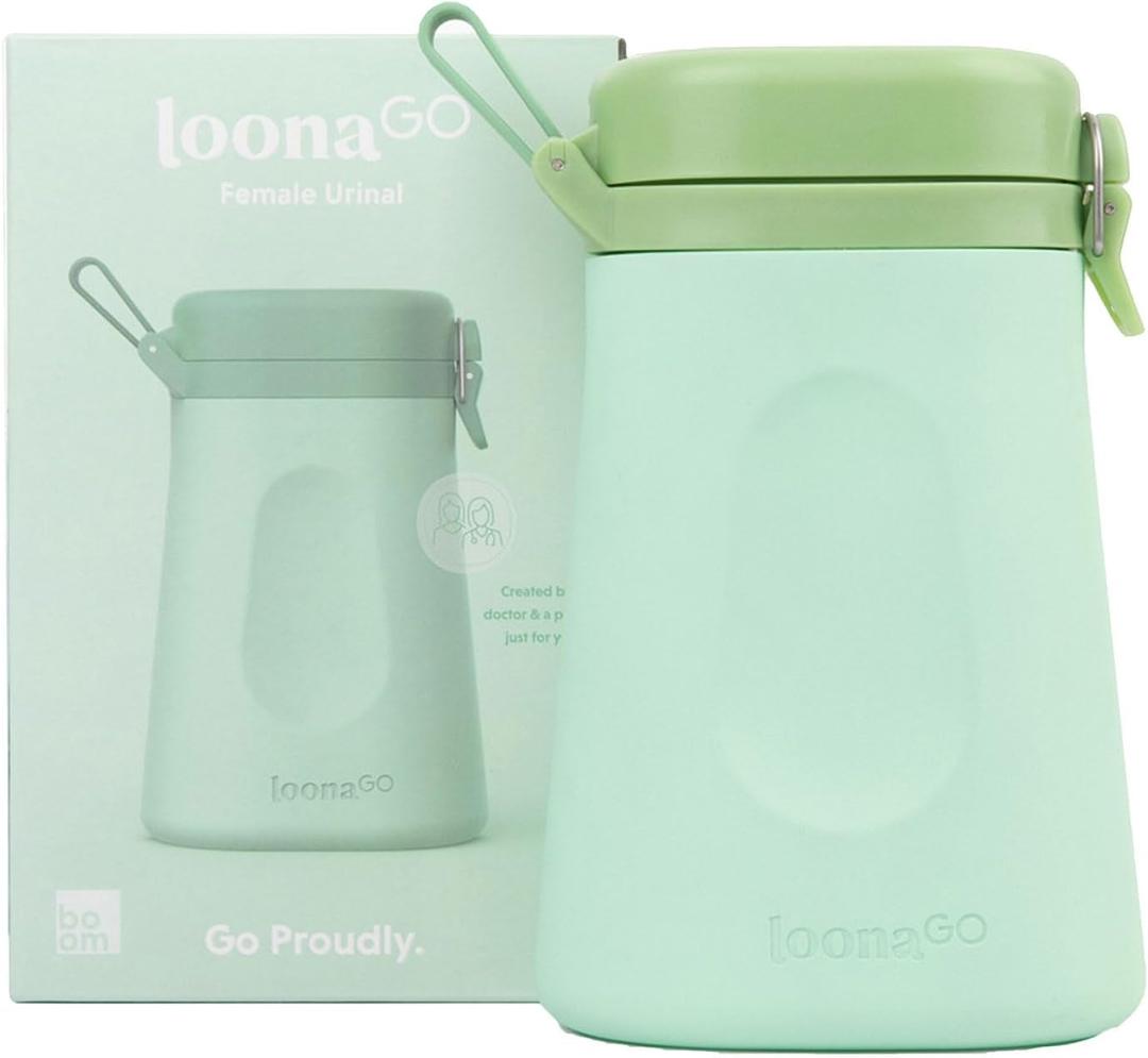 LoonaGo Female Urinal  Portable, Odor-Blocking, Leakproof Pee Bottle  Discreet Bedside & Travel Toilet for Women - Road Trips, Camping and Post Surgery  FSA/HSA Eligible (Green)