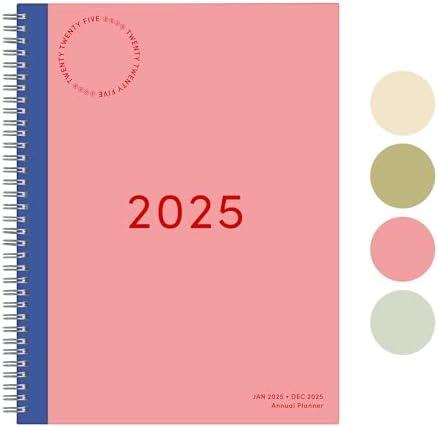Rileys & Co 2025 Simple Weekly Planner - Annual Weekly & Monthly Agenda Planner, Jan - Dec 2025, Hardbound Cover, Notes Pages, Twin-Wire Binding (8.5 x 11-Inches, Pink) 4 PCS