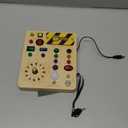 Busy Board with Led Light, Montessori Toys for 1-3 Years Old Boys Girls Wooden Toddler Toys Birthday Gift Educational Toys for 1+ Year Old, Toddler Travel Toy Sensory Toys for Kids with Autism