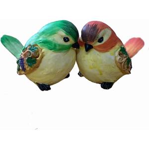 2Pcs Colorful Bird Figurines Home Garden Bird Statue Decor (2pcs B)