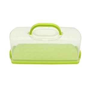 FEOOWV Portable Plastic Loaf Bread Box with Transparent Lid, Bread Keeper for Carrying and Storing Loaf Cakes,Banana Bread,Pumpkin Bread (Red)