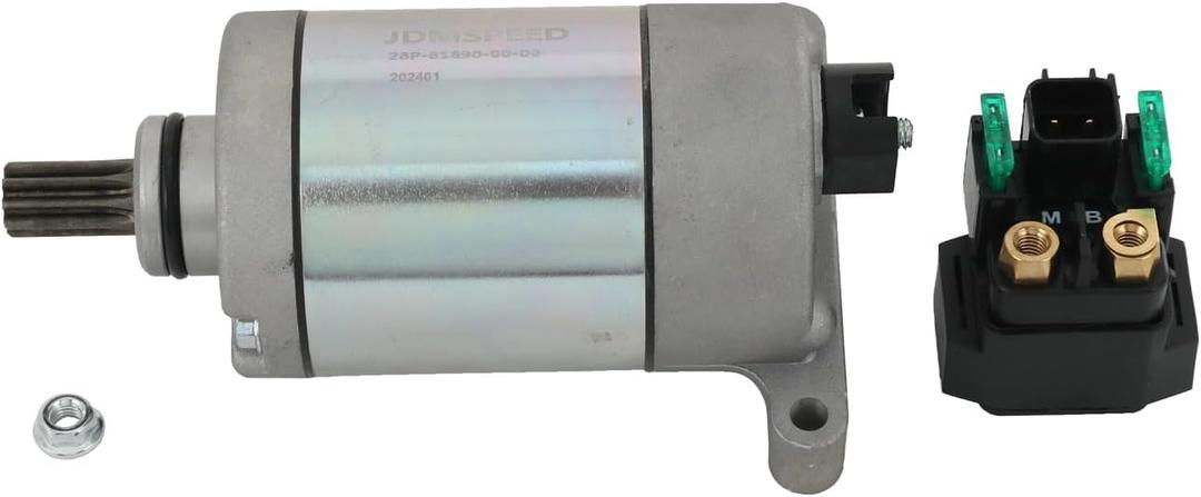 Starter & Relay Compatible with 2009-2015 Yamaha Grizzly 550 2009-2023 Grizzly 700 2016-2023 Kodiak 700 Replace# 28P-81890-00-00 28P-81890-01-00 19500 410-58036 SMU0512 SM17 YA-125N