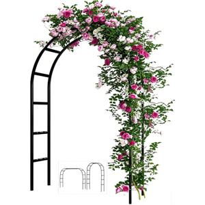Adorox 7.8ft Garden Arch Trellis for Climbing Plants, Metal Arch Frame, Pumpkin Archway Outdoor Garden Arbors and Arches for Halloween Christmas Birthday Party Baby Shower Decoration(Black), 7.8ft X 4.6ft / 7.5ft X 6.4ft