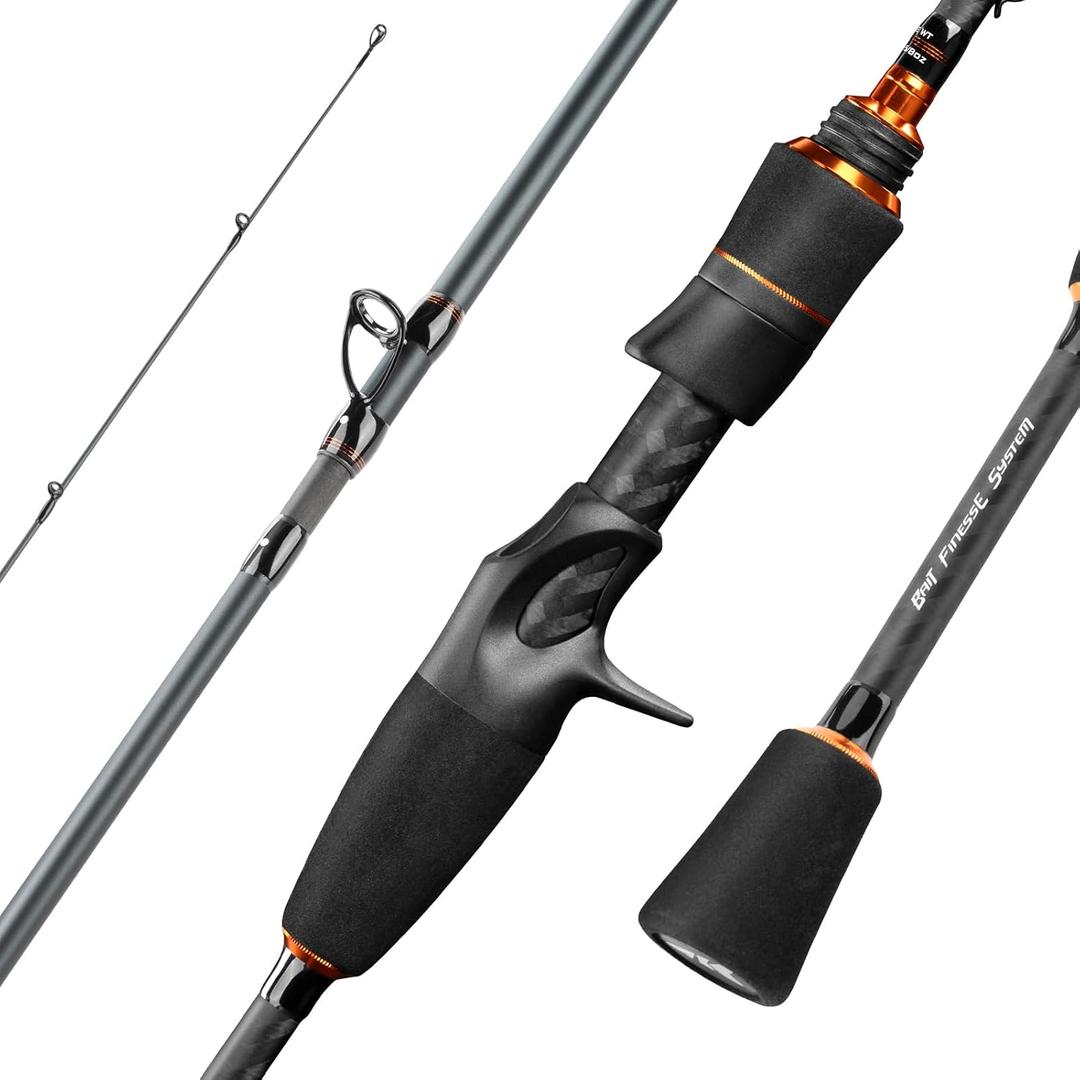 KastKing Zephyr Spin and Bait Finesse Fishing Rod, Lightweight Casting & Spinning Rods, IM6 Graphite Blanks, Cast Lure Down to 1/64oz, Zirconia Ring, Split Reel Seat, EVA Handle, Alignment Marker Bait Finesse-6'3"- Ul- Fast (2pcs)