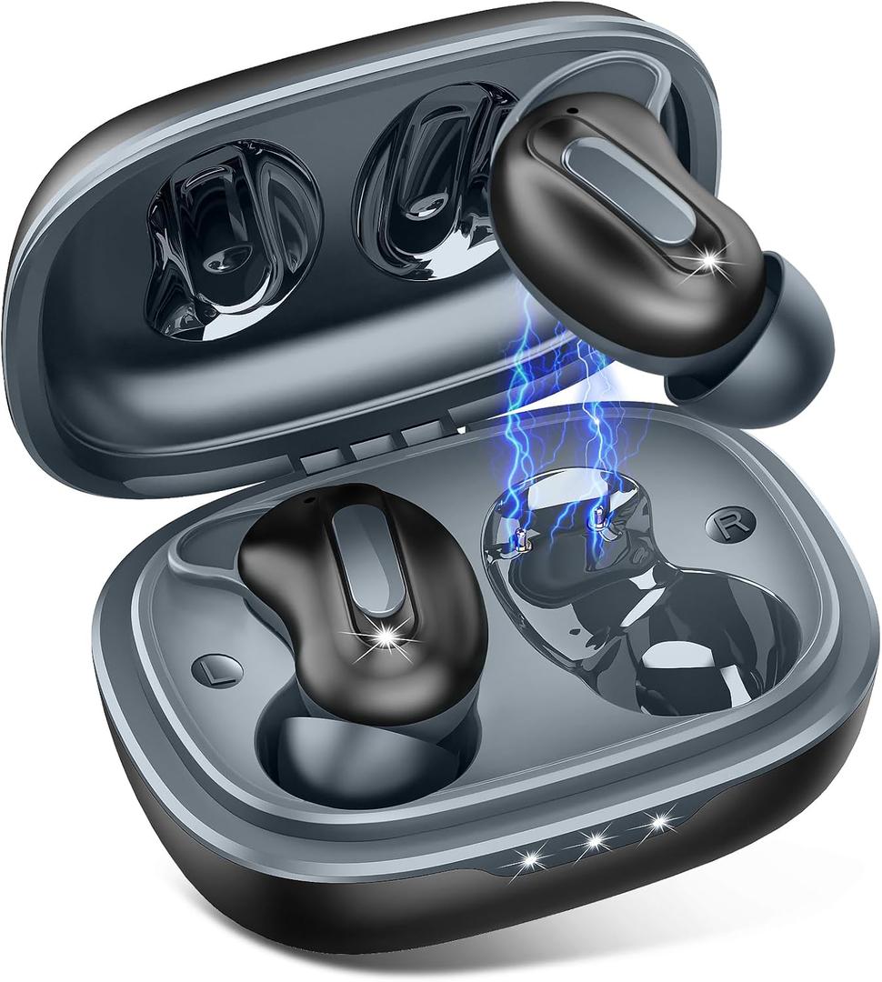 Sleep Earbuds, Mini ANC Wireless Earbuds Bluetooth 5.4 Headphones Deep Bass Stereo, 48H Playtime Ear Buds, 4 ENC Noise Cancelling Mic, In Ear IP7 Waterproof Earphones for Side Sleepers,Touch Control (Black)