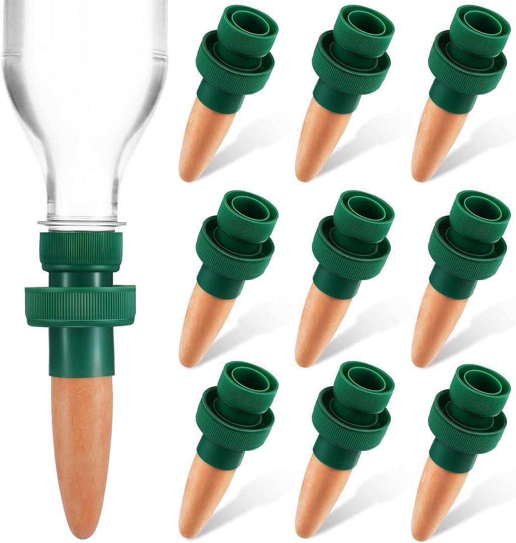 Terracotta Plant Watering Spikes Self to Use with Cola Bottles Houseplant Watering Stakes Automatic Irrigation System(Terracotta,10 Pack)