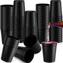 Nitial 80 Pcs Plastic Cups for Party 16 oz Plastic Stadium Cups Bulk Blank Reusable Drink Tumblers Large Drinking Cup for Wine, Coffee, Beer, Water Picnics Party Supplies (Black)