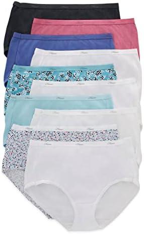 Hanes Women's Cotton Brief Value Pack, 10-Pack, Assorted Brief Underwear (Colors May Vary), Large