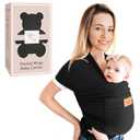 Baby Wrap Carrier - Premium Cotton Baby Carrier Wrap for Newborn to Toddler- Infant Carrier- Baby Holder One Size Fits All with Front Pocket (Black) by Max&so