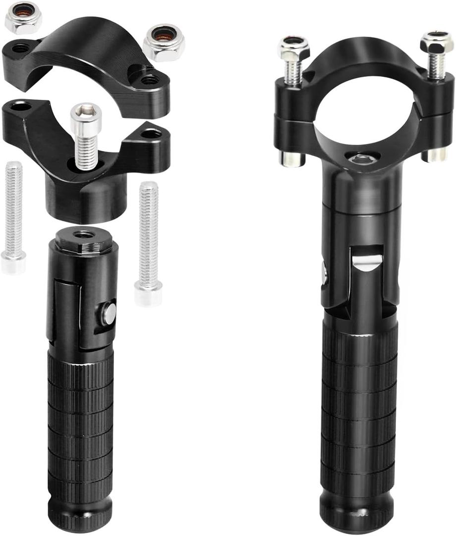 Foot Pegs Non-sliding Footrest Motorcycle Bicycle Folding Foot Pegs 90 Degree Foldable Electric Motorbike Passenger Footrests Rearsets Rear Set Footpegs Foot Rest Pedals (Black)