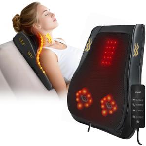 Joyset Back Massager with Heat, Neck Massager for Back Pain Deep Tissue,4D Kneading Shiatsu Lower Back Massage Pillow for Neck Shoulder Legs, Gifts for Mom, Dad, Women, Men (Black)