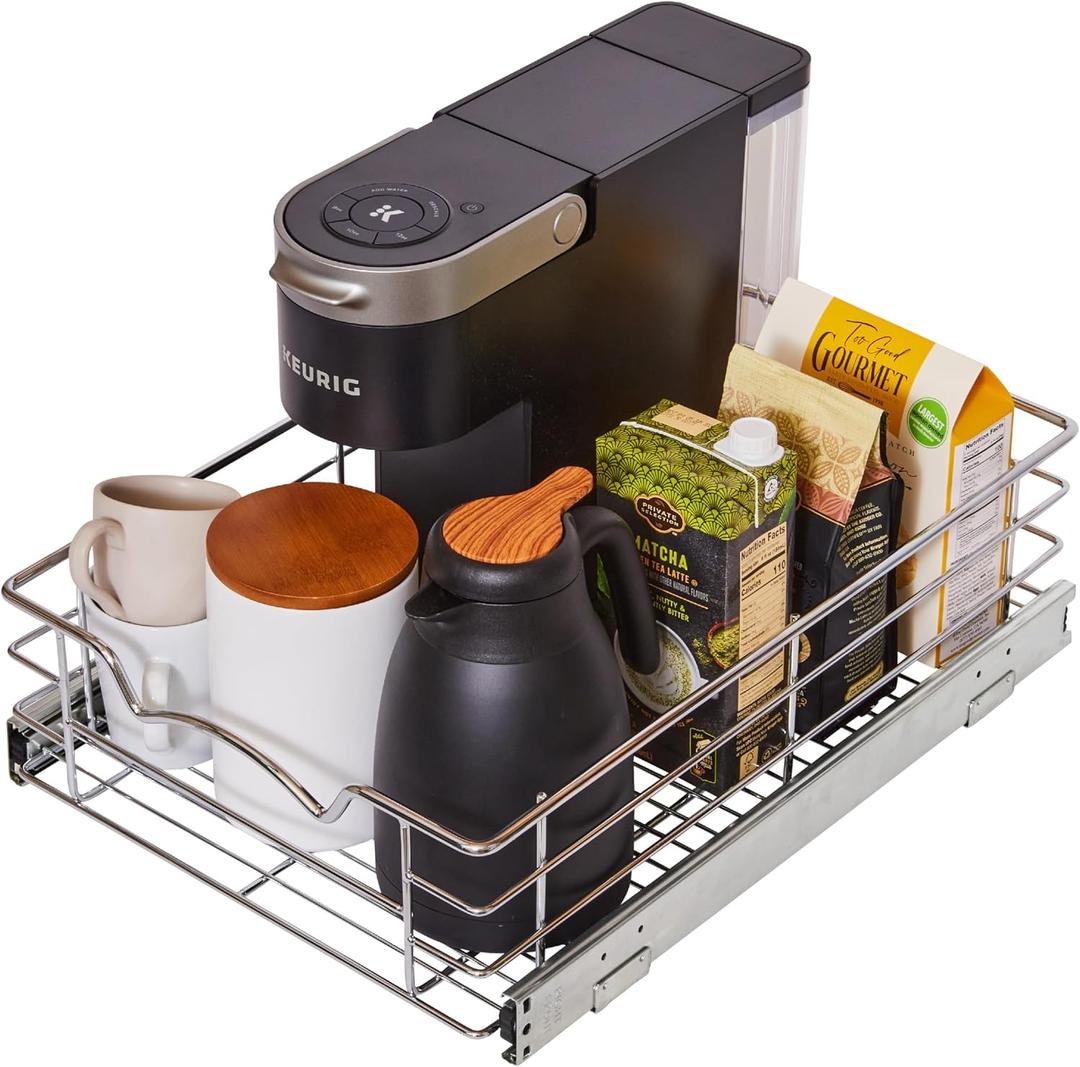 HOLDN STORAGE Pull Out Cabinet Organizer, Slide Out Drawer for Kitchen Cabinets & Pantry, Roll Out Shelf for Pots, Pans & Under Sink Storage, Heavy-Duty Full-Extension, 14"W x 21"D x 5"H