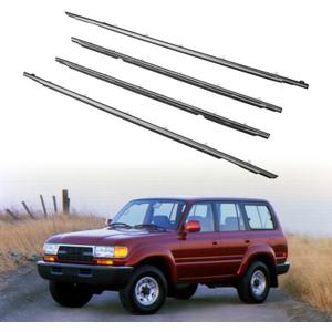 ZONFANT 4 Pcs Car Outer Door Window Moulding Trim Weatherstrip Seal Belt Compatible with 1991-1997 Land Cruiser, 1996-1997 Lexus LX450, Replace#75710-60021 75720-60021 75730-60020 75740-60020