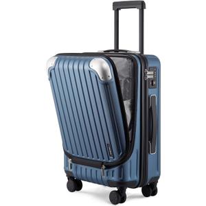 LEVEL8 Grace Carry on Luggage 22x14x9 Airline Approved, 20 Inch Hard Shell Suitcases with Spinner Wheels, Abs+Pc Hard Case Luggages with Tsa Lock for Airplane, Blue