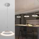 CHYING Pendant Light Modern LED Pendant Lighting 15W 3000K Contemporary Silver Circle Hanging Light Fixture for Kitchen Island Dining Room Bedroom Foyer (1 Ring Warm White 3000k)