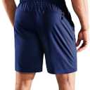 MIER Men's 7 Inch Athletic Shorts with 3 Zipper Pockets, Dry Fit | Quick-Dry Exercise Apparel for Workout, Running, Gym and Hiking, Lightweight, Elastic Waist, Recycled Polyester Fabric (Blue, XS)