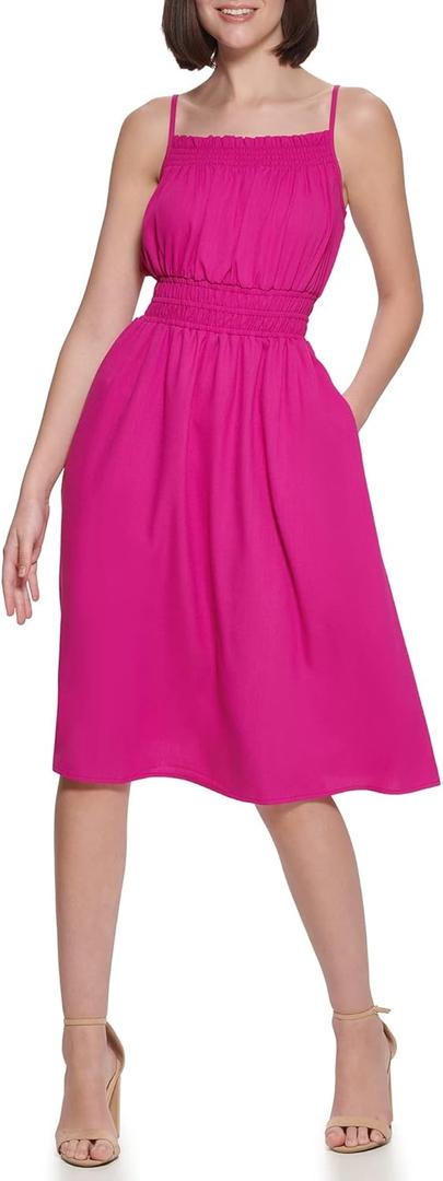 KENSIE Women's Smocked Cami Midi Dress, Orchid, Size 14