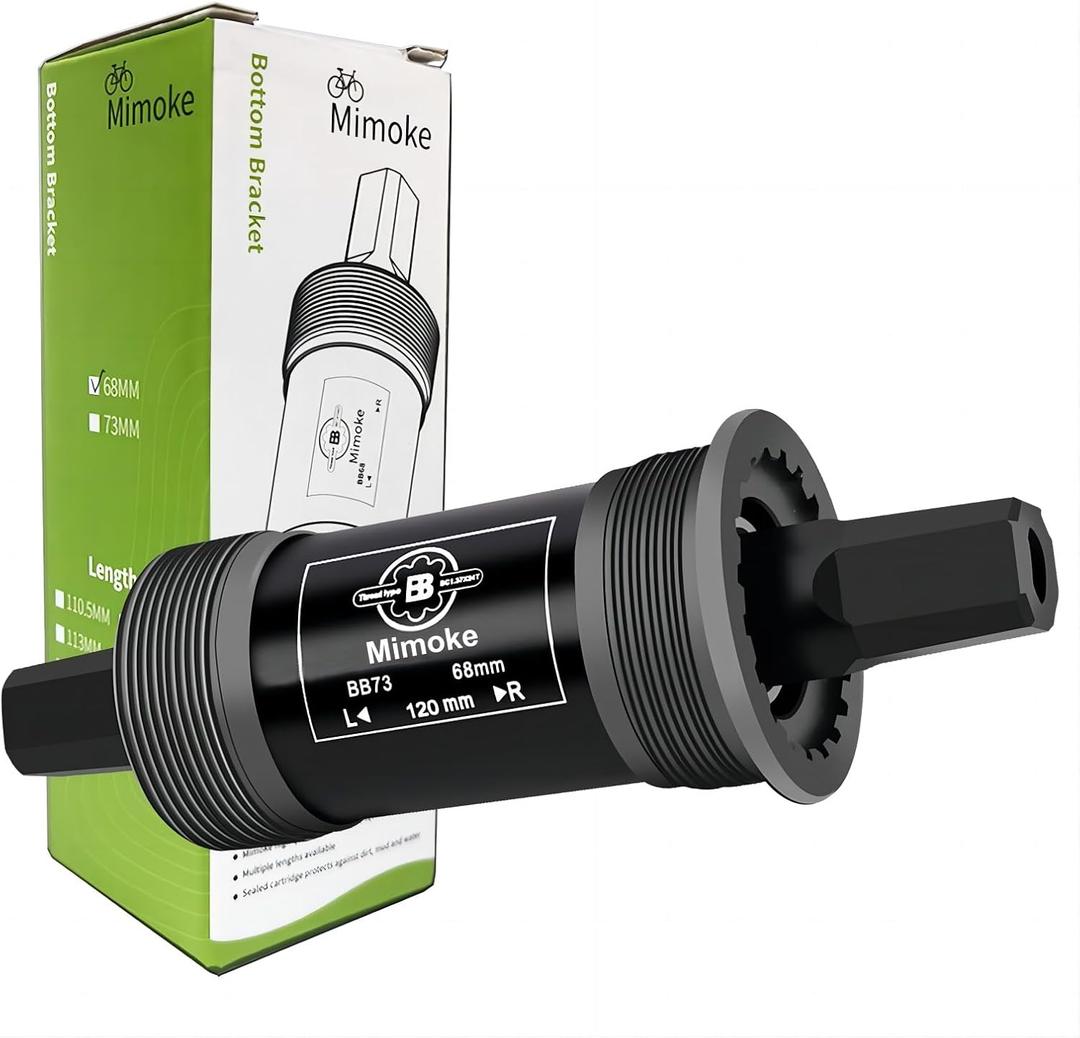 Mimoke Square Tapered Bottom Bracket BSA Innenlager Bearing 68mm x 113mm 116mm 118mm 122.5mm 124mm 126mm (Black)