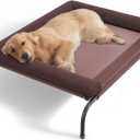 Cooling Elevated Dog Bed - Outdoor Medium Raised Dog Cot W/Breathable Mesh, Portable Pet Cot W/Removable & Waterproof Bolster,Elevated Dogs Beds