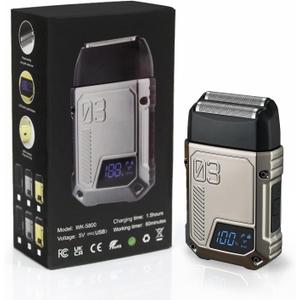 Foil Shaver, Electric Foil Shavers for Men, Foil Shaver with 2 Adjustable Speeds, Rechargeable Waterproof Close Shaver with LED Display for Face/Beard/Head Shavers (Grey)