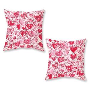 ONWAY Valentine’s Day Throw Pillow Covers Set of 2 Valentines Watercolor Heart Pattern Decorative Cushion Cases for Couch Sofa Bed Romantic Farmhouse Home Decor