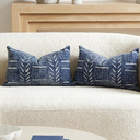 BlissBlush Decorative Lumbar Pillow Covers 12x20 Set of 2, Boho Blue Chenille Accent Rectangular Throw Pillow Covers for Couch Sofa Living Room Home Décor