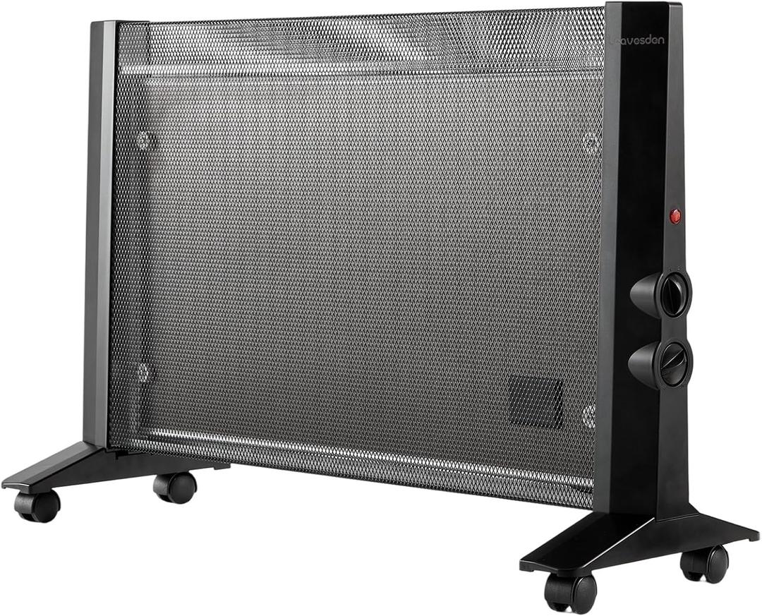 Space Heater for Indoor Use Large Room, 1500W Infrared Electric Room Heater for Bedroom Office, Overheating & Tip-Over Protection (Black)