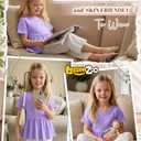 LessonZoo Girl's Short Sleeve Tops Causal Kids Peplum Babydoll Tunic Tees Ruffle Hem Summer Blouses Size 4-15 Years(Taro Purple,7-8 Years)