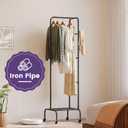 Modern Bamboo Coat Rack, Freestanding with 2 Shelves, 5 Hooks, Rotating Design, Heavy Duty Stand for Entryway, Living Room, 72x24x24 Inches (Black)