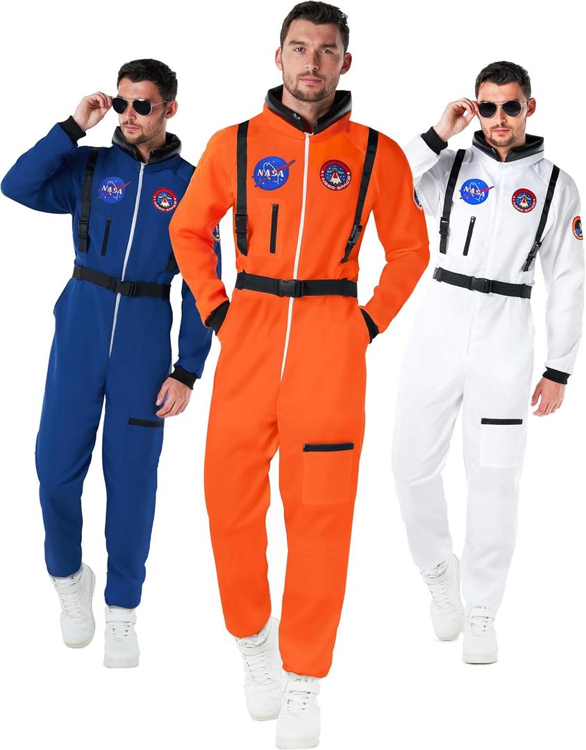 Morph Astronaut Costume Adult, Space Suit Men, Mens Halloween Costume Astronaut Suits, Nasa Costumes Adult (Large, Orange)