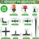 246 Pcs Drip Irrigation Fittings Kit for 1/4" Tubing, 1/4 Inch Drip Line Parts Barbed Connectors (Coupling, Tee, Elbow, End Plug, Cross, Single Barb, Nozzle, Nozzle Tee, Dripper, Drip Stake)