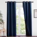NICETOWN Complete 100% Blackout Curtain Set, Thermal Insulated & Energy Efficiency Window Draperies for Guest Room, Full Shading Panels for Shift Worker and Light Sleepers, Navy Blue, 37W x 84L, 2 Pcs