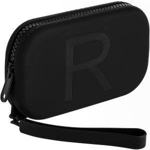 2 x JOVAKIT Small Portable Silicone Alphabet Makeup Bag for Women, Travel Waterproof Cosmetic Bag Gifts for Women, Zipper Closure Make Up Case with Handle, Travel Storage Organizer Pouch (Black R)