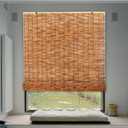 From From Bamboo Blinds Roman Shades for 36 48 Inches Wide Windows, 40-80in Length, 60% Privacy & Light Filtering Woven From From Bamboo Roller Blinds Sun Shade for Outdoor Cordless(36x60in(WxH))