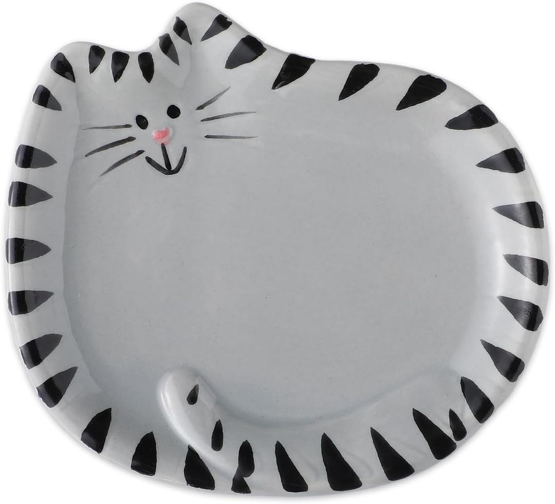 4 Inch Cat Tea Bag Holder Dish Coaster Ceramic Cats Spoon Holder Rest Tea Lover Gifts Soap Coaster for Home Party Decoration(British Shorthair)