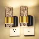 Night Lights Plug into Wall Decorative, Modern Crystal Wall Sconce with Dimming Switch, Perfect for Bedroom, Living Room, Hallway, Bathroom,Baby's Room (Gold)