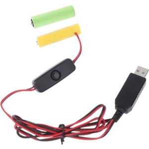 1 Set AA Battery Eliminators Cable 2m USB Power Supply Cable Replace 2pcs 1.5V AA Battery for Electric Flashlight Clock USB to Aa Household Batteries Household Supplies