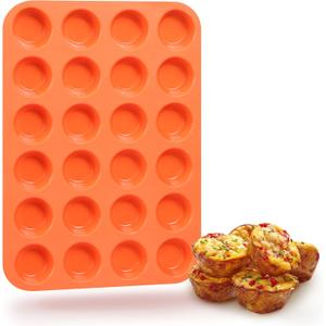 Silicone Muffin Pan - 24 Cups Mini Cupcake Pan - Non-Stick Silicone Baking Tray for Muffin Cakes, Bread, Tart, Brownies - Food Grade and BPA Free, Dishwasher Safe