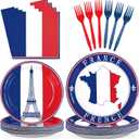 96Pcs France French Flag Party Supplies French Flag Party Plates and Napkins Disposable France Flag Tableware Set for French Party Decor Paris Theme Party Decorations Birthday Family Gathering Serve24
