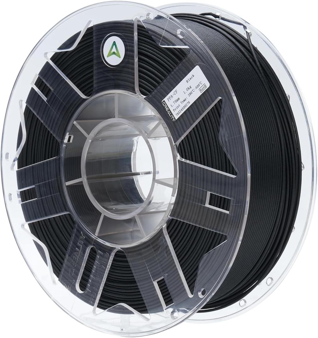 Creality PPA-CF 3D Printer Filament RFID, 15% Carbon Fiber Content High-Performance Nylon, Heat Resistance,Low Warpage, 1Kg Spool(2.2lbs) for 3D Printers (Black)