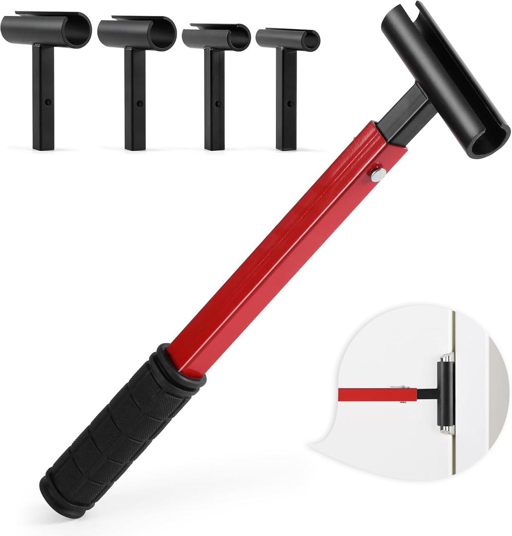 Tesony Door Hinge Adjustment Tool, 4 in 1 Hinges Adjustment Tool with Rubber Handle, Durable Heavy Duty Stainless Steel Wrench, Hinge Gap Adjusting Wrench for Residential & Commercial