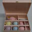 Jewelkeeper 13 Pieces Porcelain Tea Set for Little Girls with Pastel Picnic Basket - Mini Toddler Tea Sets for Girls 2 and Up - Real Cups, Teapot, and Saucers - Children Playset - Polka Dots Design