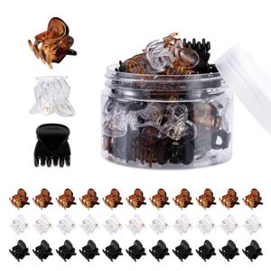 YOHAMA 36 Pcs Durable Mini Hair Claw Clips, Great for Design Kids and Adult Hairstyles, Decroation Buns, Pining Bangs, Strong Grip, Multifunction Clamp Clips.(3 Colors) (Black+Clear+Brown)