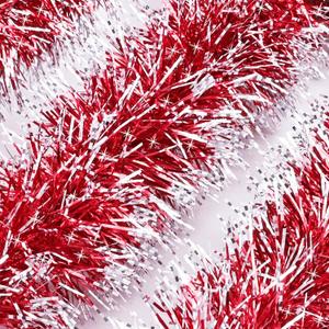 50Ft Christmas Tinsel Garland, Red Snowflake Metallic Twist Garland for Xmas Tree Decorations, Tinsel for New Year Party Ceiling Hanging Decorations Indoor and Outdoor Decor