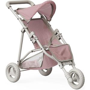 Olivia's Little World Doll Jogging-Style Stroller with Canopy, Storage Underneath, Pink and Cream and Gray, One Size