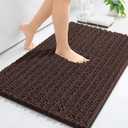 Arotive Luxury Chenille Bathroom Rug Mat, Extra Soft Thick Absorbent Shaggy Bath Rugs, Non-Slip Machine Wash Dry, Plush Bath Mats for Bathroom, Shower and Tub, 24x16, Brown (24" x 16")