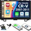 Car Stereo MP5 Player for Honda CRV 2007-2011 Car Radio with Apple Carplay Android Auto Mirror Link, 9" Touch Screen Car Radio with Bluetooth Backup Camera FM SWC Dual USB Input