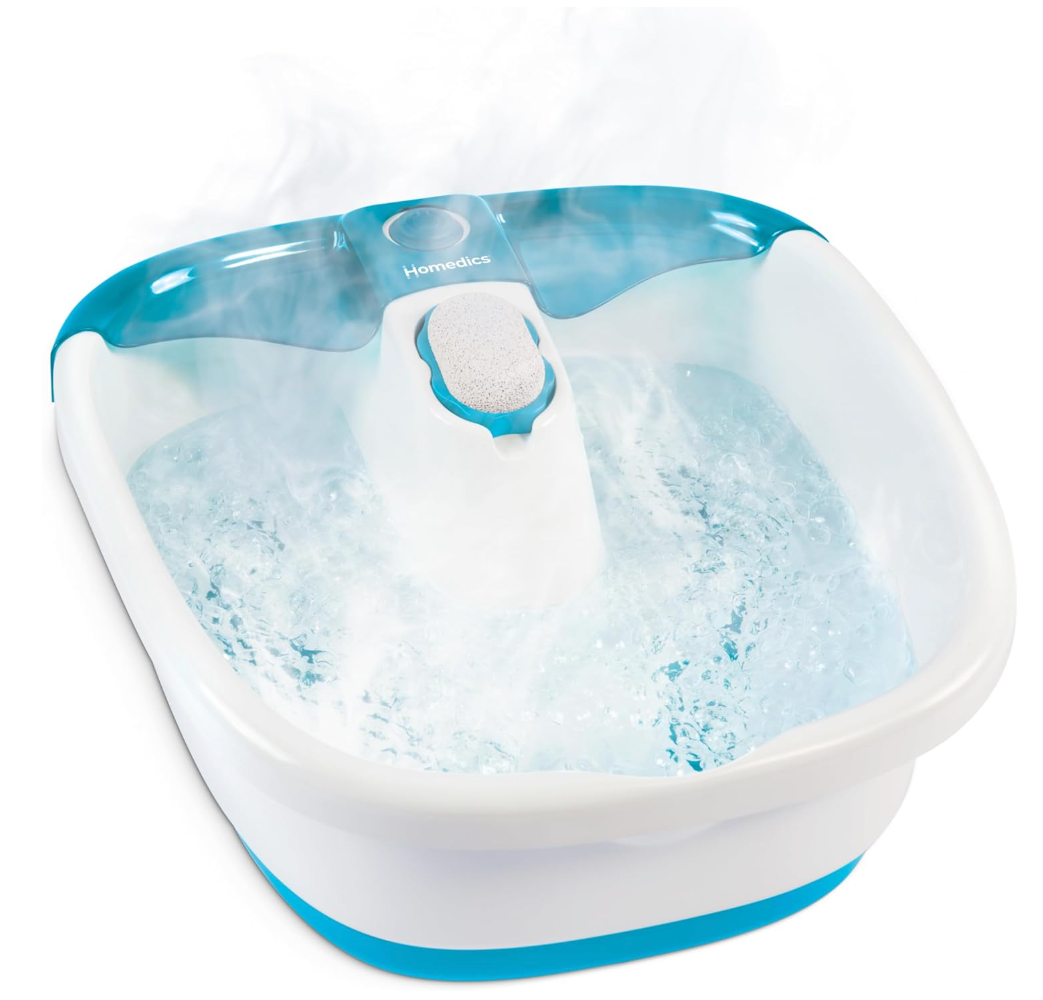 Homedics Bubble Mate Foot Spa, Toe Touch Controlled Foot Bath with Invigorating Bubbles and Splash Proof, Raised Massage Nodes and Removable Pumice Stone