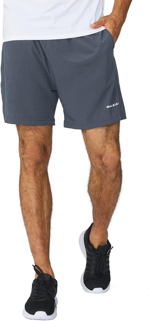 baleaf Men's 5" Running Athletic Shorts Zipper Pocket for Workout Gym Sports Lightweight Quick Dry Gray, Size L