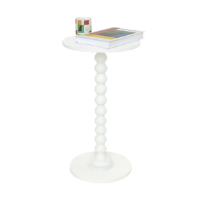 Round Side Table, Small Drink Table for Small Spaces, Modern Accent End Table Nightstand with Solid Wood Leg for Living Room, Bedroom, Corners, and Office (White)